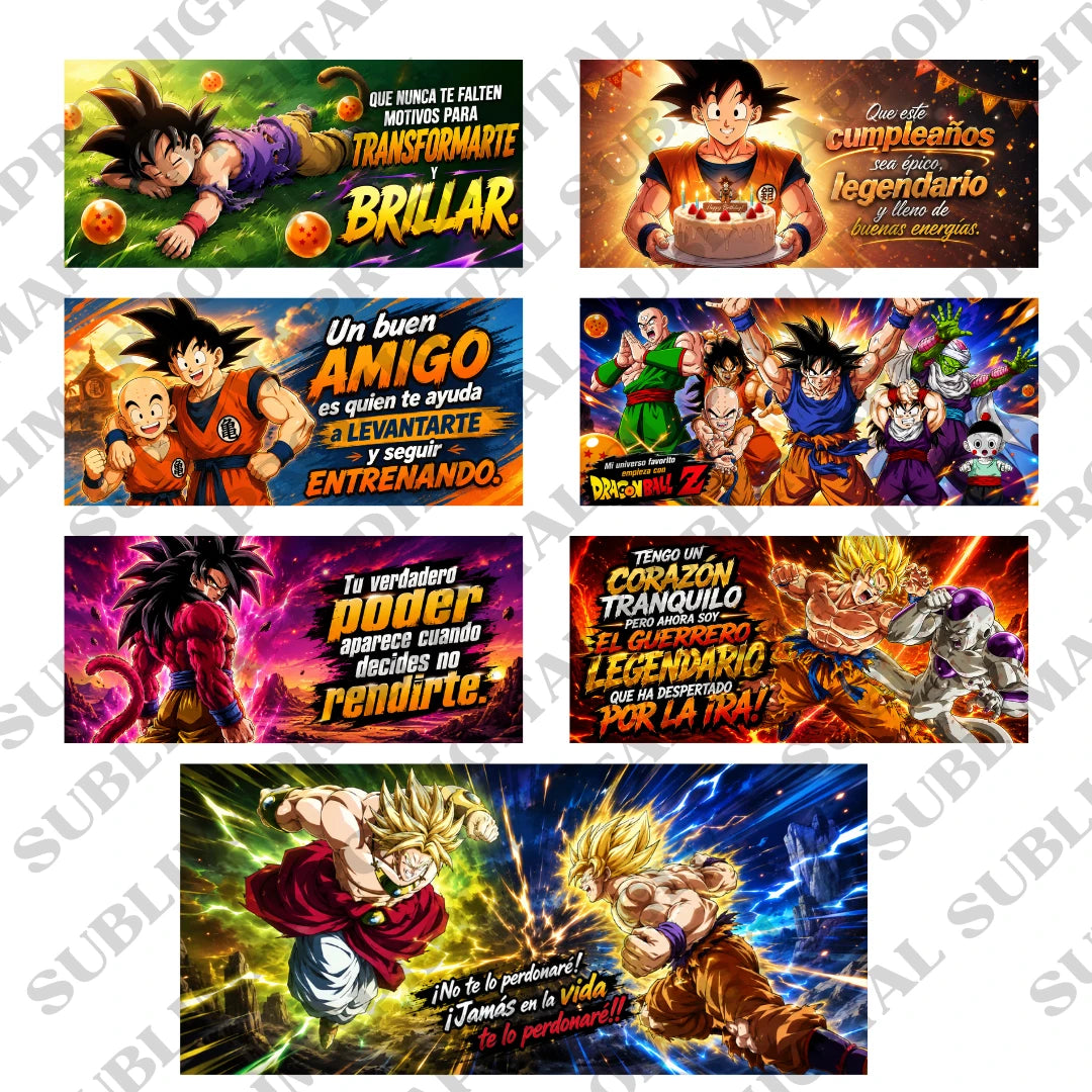 20 diseños DRAGON BALL Z para sublimar tazas