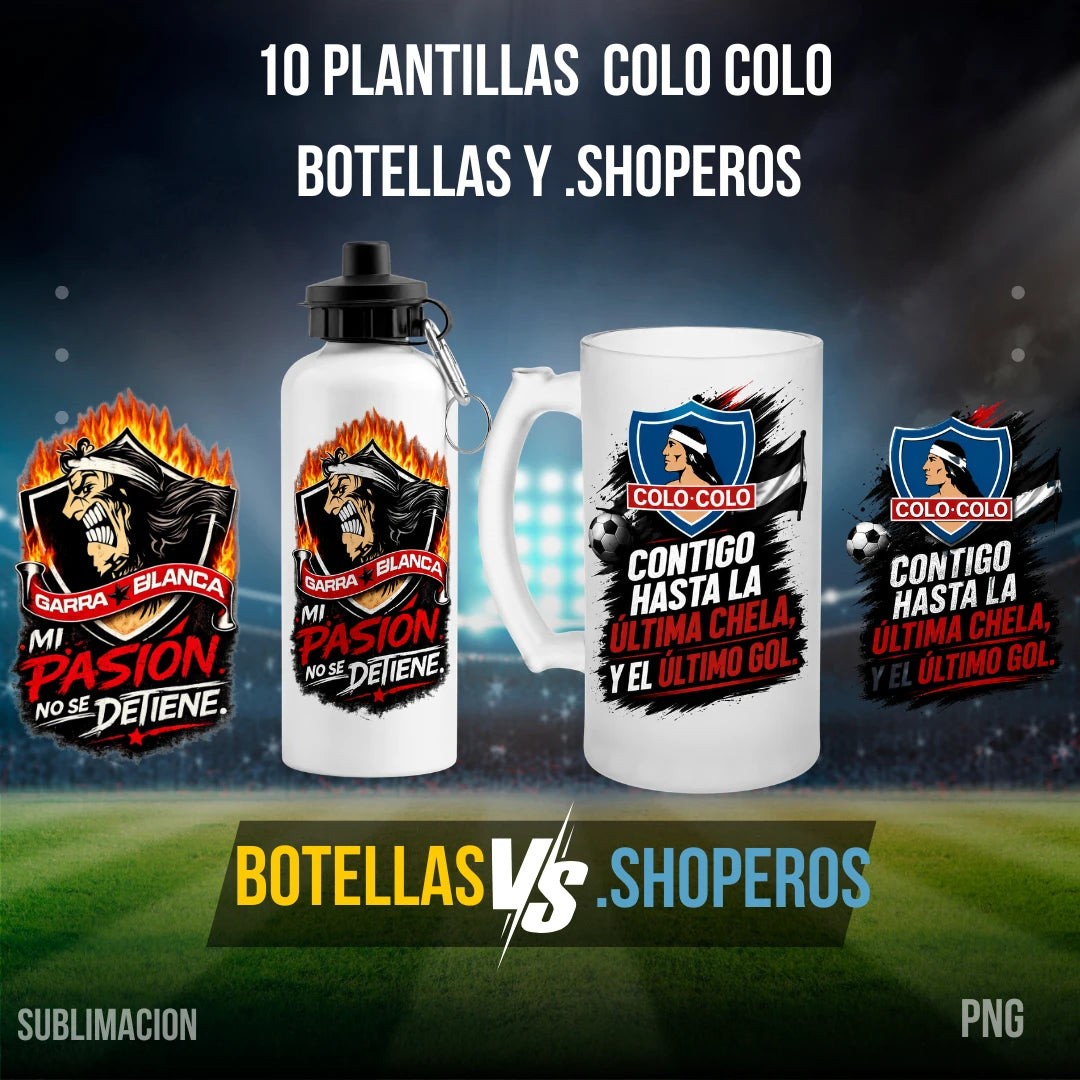 10 Plantillas  COLO COLO  para shoperos y botellas.