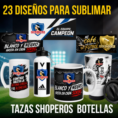 23 Plantillas  COLO COLO  para tazas , botellas y shoperos