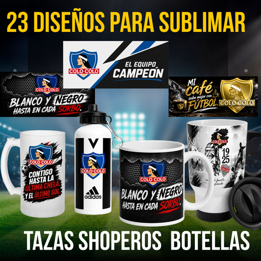 23 Plantillas  COLO COLO  para tazas , botellas y shoperos