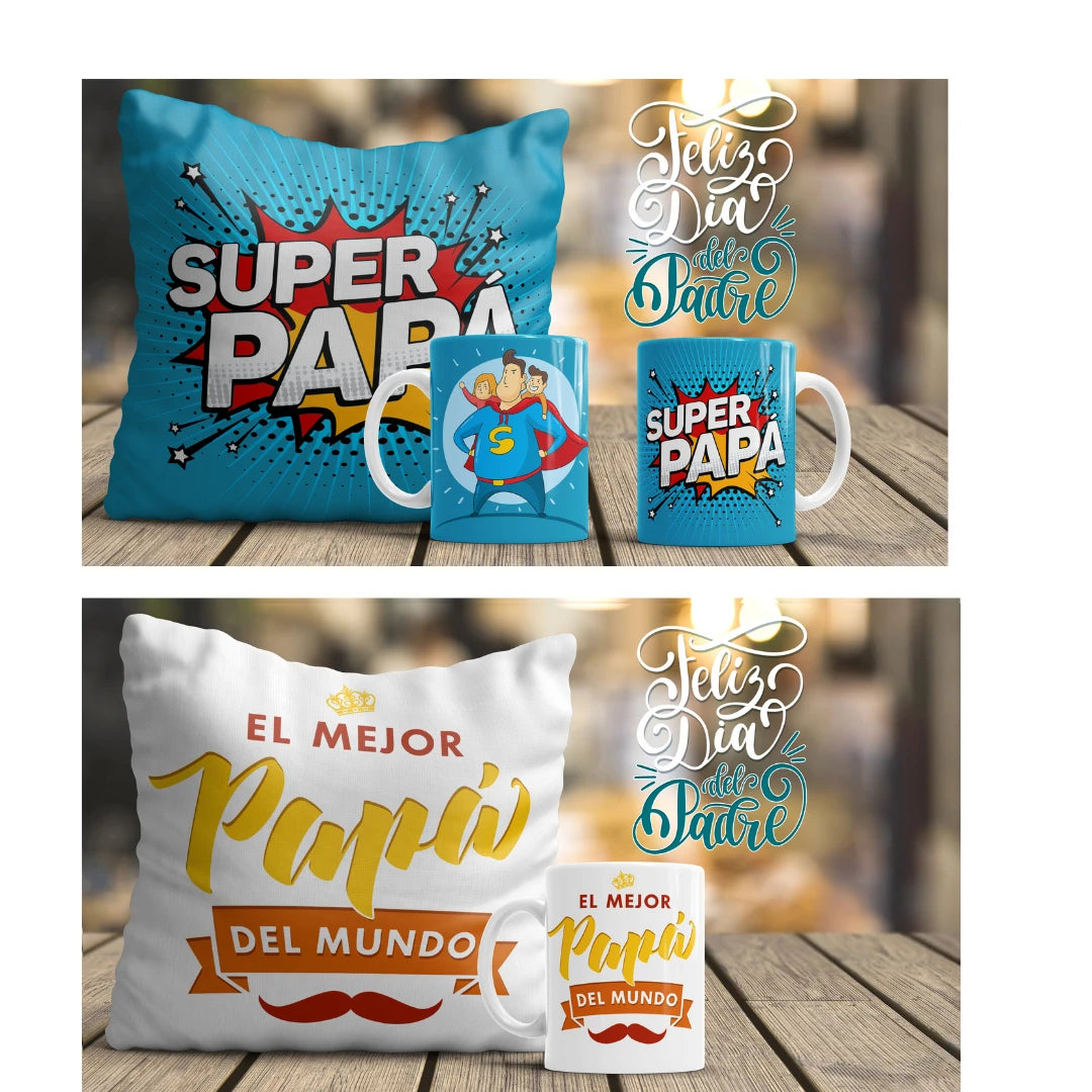 Plantillas Día del Padre | Pack Tazas y Cojines +100 PNG y PSD